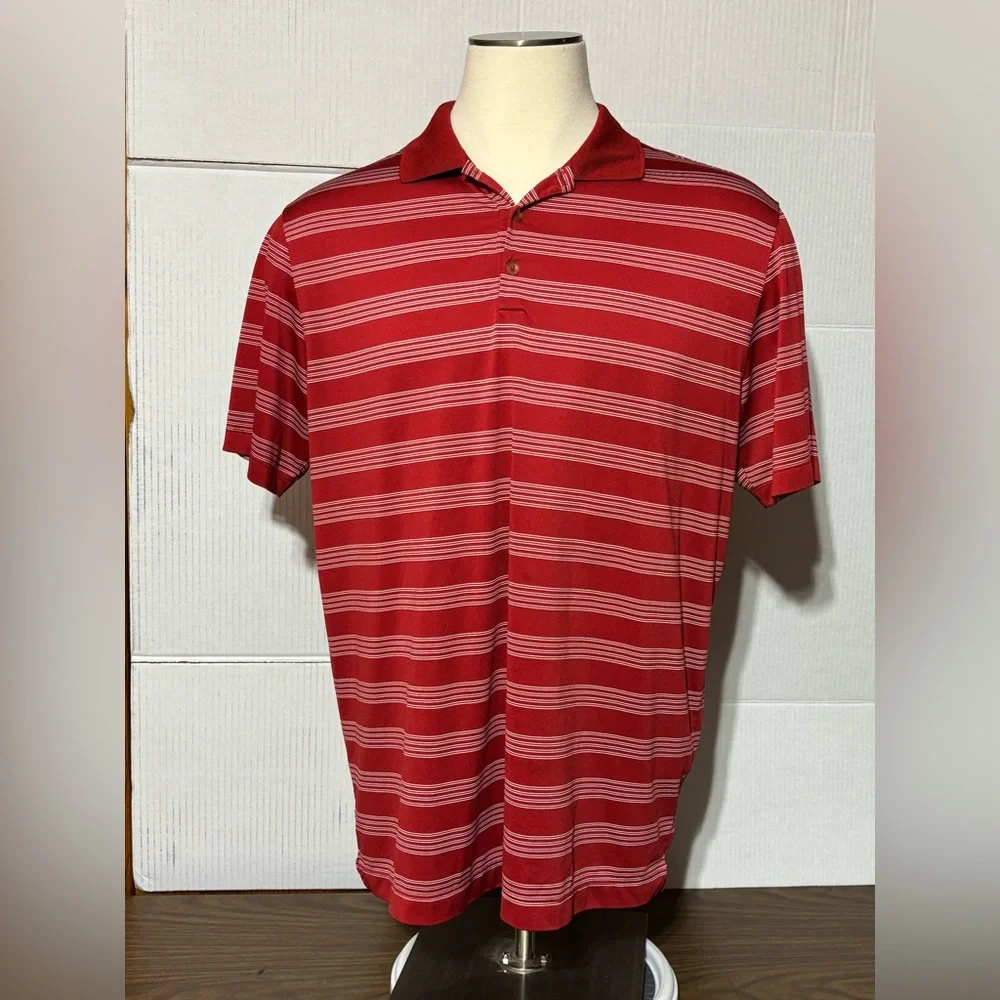 Nike Golf Tour Performance Dri-FIT Polo Size XL - Salmon & white 31” L 23” p2p